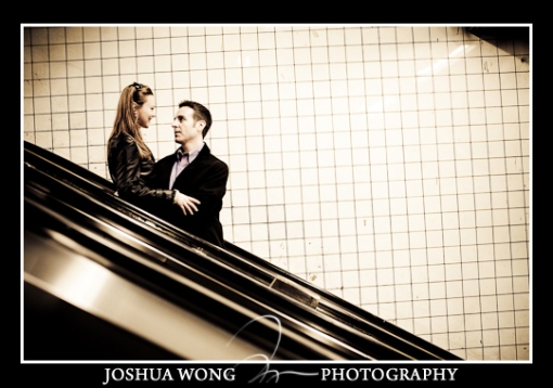 Subway escalator engagement photos